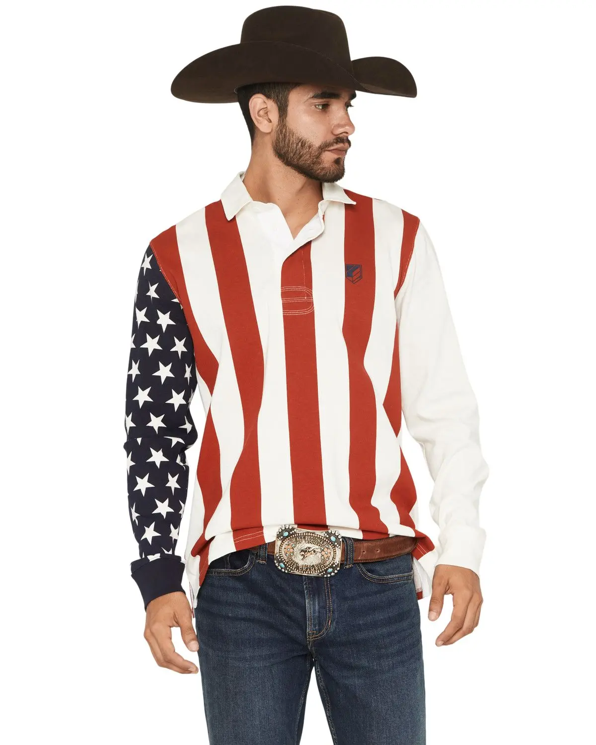 Rank 45 Men's 45&Reg; Men'S Ranger American Flag Long Sleeve Polo - Rmsp26k6-Multi