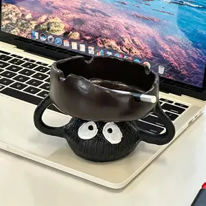 Cartoon Coal Ball Ashtray, Home Decor for Living Room Coffee Table & Office Desk, High‑End Ash‑Resistant Ashtray Ornament