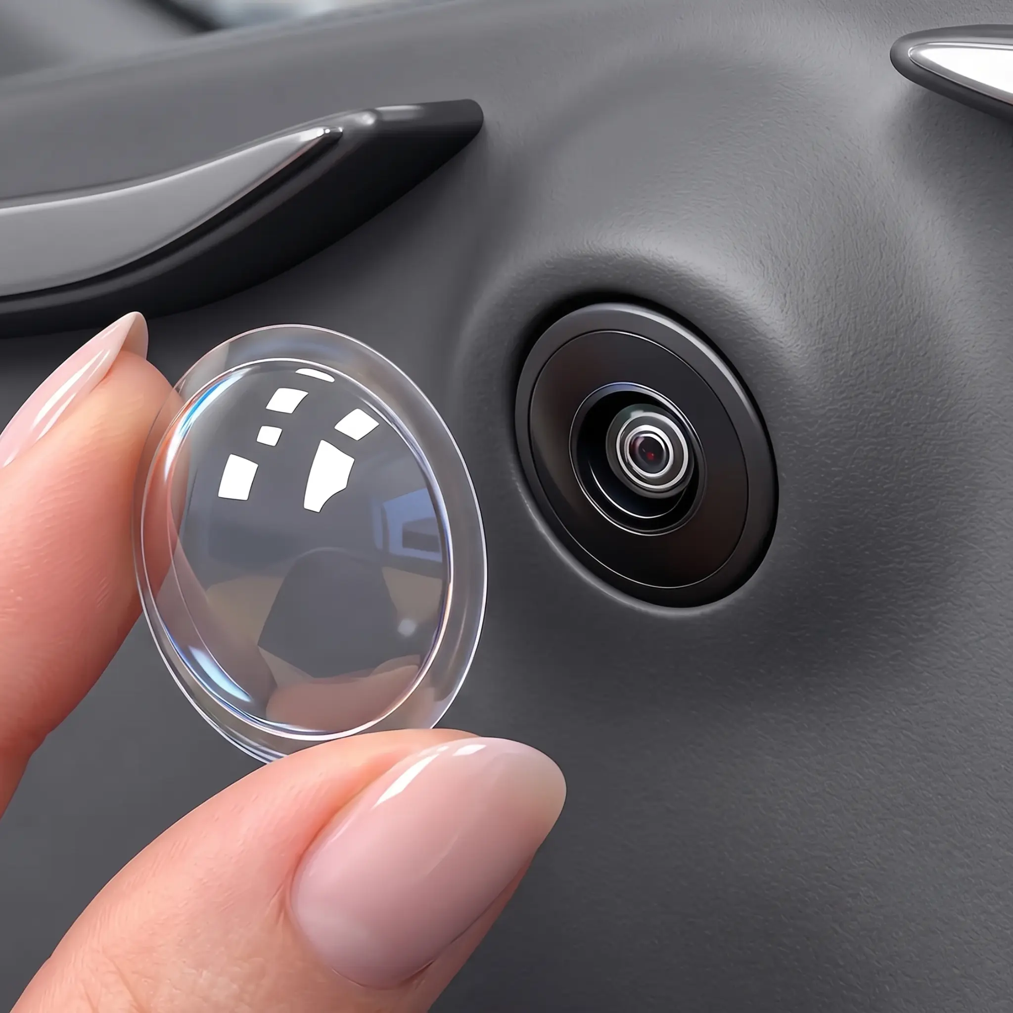 2-Piece Universal Plastic Car Camera Cover Set, Auto Accessories with 360 Panoramic HD Transparent Lens Film, All-Weather Proof Collision Guard, Water Resistant, Fog/Dust/Rain Protection for Car Cameras