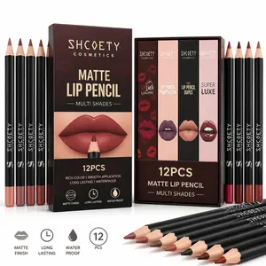 12Pcs Matte Lip Liner Set, Silky Smooth, Long-Wearing, Waterproof，12 Shades, Smudge-Resistant，Matte Finish, High Pigment, Easy to Apply