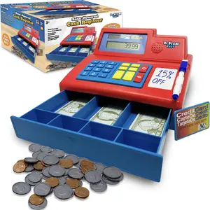 Pretend & Play Calculator Cash Register with Play Money – Solar Powered