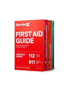 SurviveX First Aid Guide Booklet - Step-by-Step Instructions for Common Emergencies Paperback - Essential Resource for Medical Preparedness