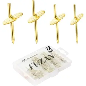 72pcs 4 Different Sizes Picture Hanging Kit, 10-60lbs Iron Alloy Nail Hooks, Hanging Hardware for Wooden Drywall Plaster, suitable for hanging Clock Mirror Jewelry