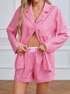 Women's Striped Shirt Set, Casual Loose-Fit Short Sleeve Top & Shorts, Fashion Two-Piece for All Seasons, Home Wear，co-ord sets for women，loungewear set，winter co ord set，Pj sets for women，lounge set for women