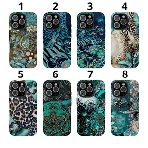 Vintage Teal Leopard Print Aesthetic PhoneCase Leopard Zebra Butterfly Vintage CollageArt Phone Case, Boho Patchwork Tough CaseCollection, Suitable for iPhone 17-11 ProMaxPlus