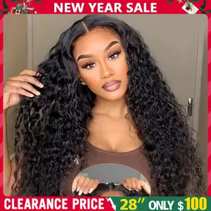 Bling Hair 6x4 Glueless Wigs Human Hair Pre Plucked Pre Cut Deep Water Wave HD Lace Front Wig Human Hair Pre Plucked For Beginners 3 Second To Wear