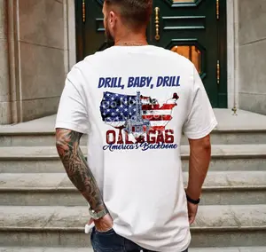 Oil and Gas Unisex Tee - Casual Graphic Style Crewneck T-Shirt for Men, Shortsleeve, White, LOVE & CREWNECK MEN'S Menswear Stylish Top Suit