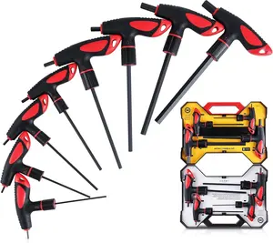 T Handle Allen Wrench Set Metric, 8 count Heavy Duty Standard Long Tee Handle Allen Hex Key Set, 2-10mm