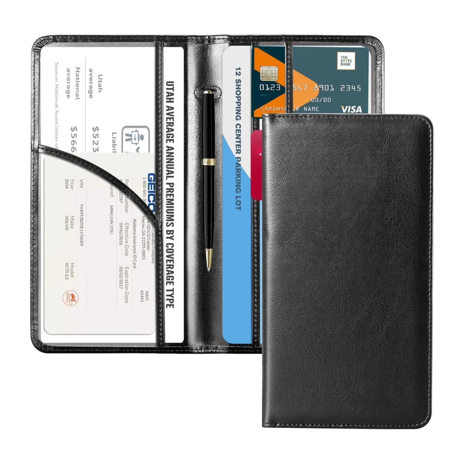 Car Registration & Insurance Holder – Vehicle Glove Box Organizer with Magnetic Closure, Document Wallet for Driver License, Registration, Insurance Cards & Auto Papers