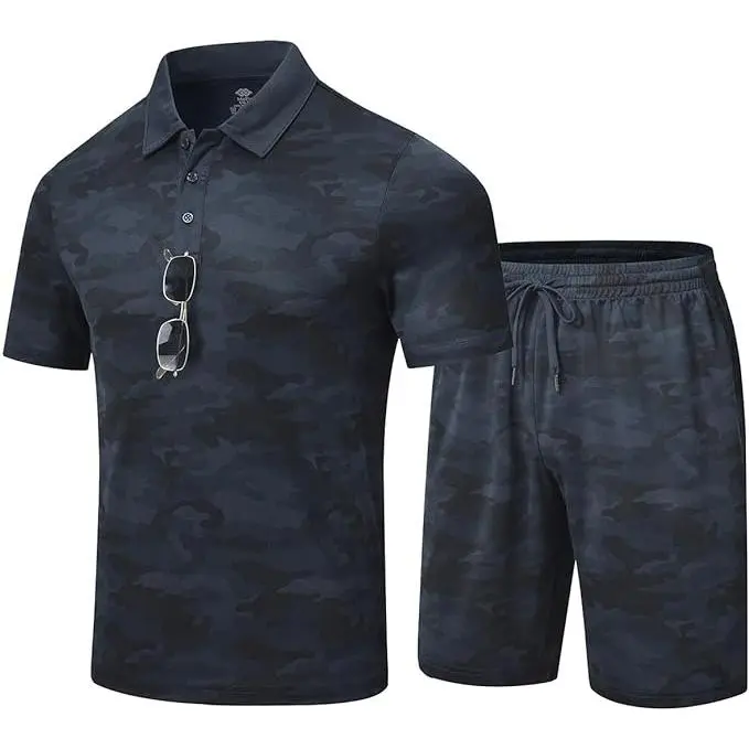 Upgrade Your Workout Wardrobe with MoFiz Men's Dry Fit Striped Short Sleeve Tracksuit Sets - Summer Sweatsuits Outfits with Polo Shirts and 2 Piece Suits