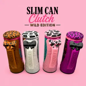 Slim Can Clutch Wild Edition - 12oz Slim Can Holder with Handle and Lid Cover