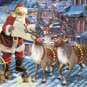 Santa on the Roof Luncheon Napkins