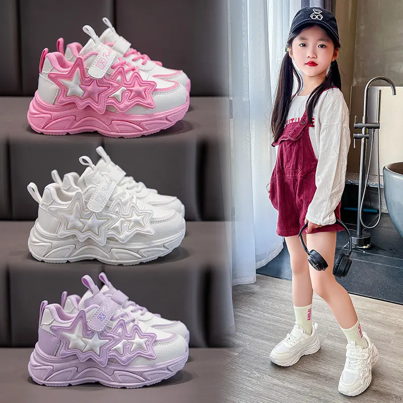 2025 Spring Girls' High-Top Athletic Trainers - Breathable Leather-Face Sneakers, Cute Blush Pink/White Casual Shoes for Medium-Large Primary School Kids, Artificial Leather, High-Top Sneaker, Medium-Large Kids, Acrylic, White Mesh