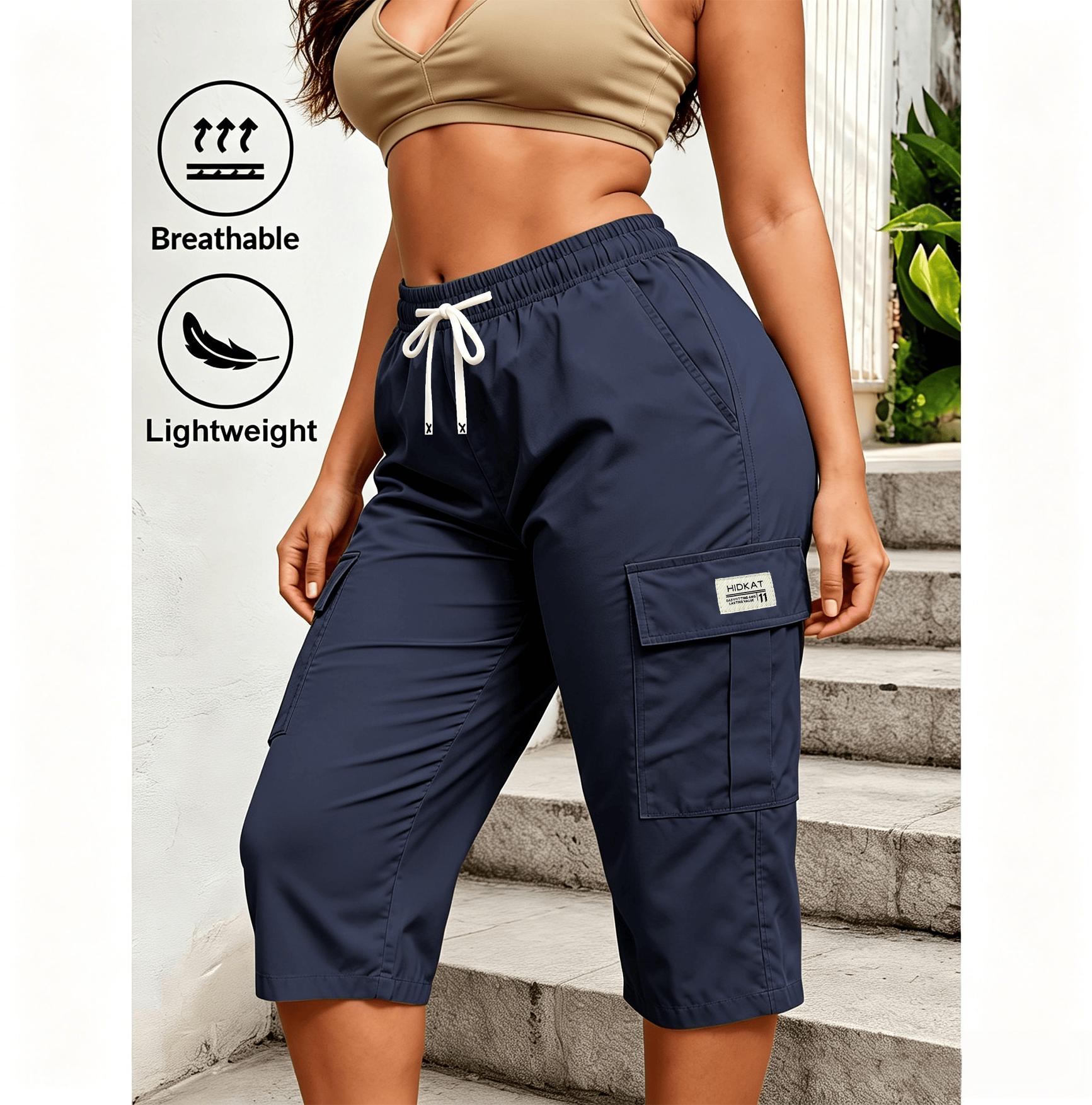 Trendy Women Solid Cargo Capri Pant Elastic Drawstring Waist Multi Flap Pockets Casual Streetwear Daily Outdoor Stylish Slim Fit Women Fashion Bottoms Must-Have Daily Outfit Pants Women's Clothing Trendy Women Solid Cargo Capri Pant Elastic Drawstring Waist Multi Flap Pockets Casual Streetwear Daily Outdoor Stylish Slim Fit Women Fashion Bottoms Must-Have Daily Outfit Pants Women's Clothing