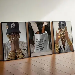3-Piece Artistic Black Girl Self-Love Quotes Wall Art Set, Vintage Feminine Wall Print on Photo Paper, Hand-Applied Tape-Installable Home Decoration, Urban Room Decor Gift for Sisters