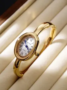 Oval Women's Wristwatch, Elegant Quartz Timepiece with Mineral Glass, Modern Trendy Watch, Stylish Accessory for Fashion-Forward Women