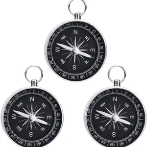 3-Piece Compass Set, Aluminum Alloy Hiking Survival Tool, Lightweight Keychain, Portable Outdoor Camping Navigation Instrument, Camping Tools