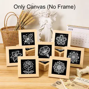 【New Arrival】12Pcs Mini Crystal Flower Diamond Painting Canvas - 5.91 Inch No Frame Rhinestone Art Kit for Home & Office Decor, Ideal Gift