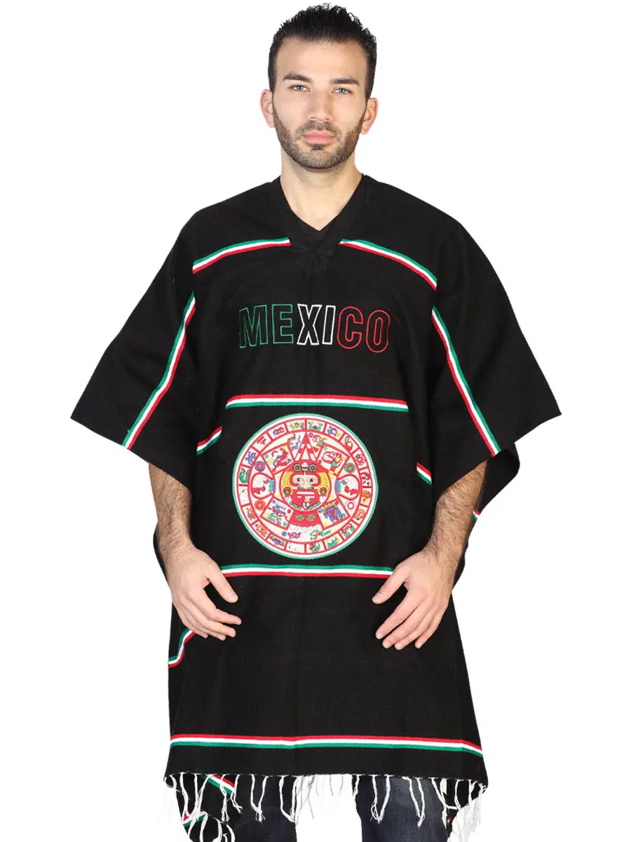 Artisanal Mexican Poncho 100% Acrylan Black 602562
