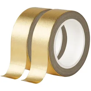 Foil Washi Tape - 2 Rolls Low Tack Self Adhesive Decorative Metallic Foil Masking Tape for Crafting,Scrapbooking and Wall Decor Decorative 0.59in x66FT
