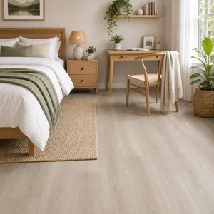 Greige Oak Peel-and-Stick Vinyl Plank Flooring, Home Improvement Building Supply for Flooring Materials Needs