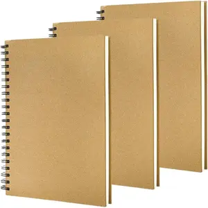3 Pack 8.5 x 11 Inch Spiral Sketchbook, Hardcover Blank Notebook Journal, 60 Sheets/ 120 Pages Per Book, 160gsm Thick Paper, Unlined Sketch Pads for Drawing Painting Art Office Journal Refills