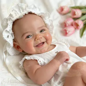 13" Handmade Lifelike Smiling Baby Girl Doll, Soft Silicone Reborn with Big Eyes, Gift for Kids & Collectors