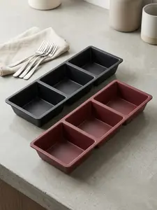 Party Dip Trio Serving Tray, Available in Black or Maroon, Kitchenware Plates Accessory, Compartment Tray Plates, Display Tray Plates