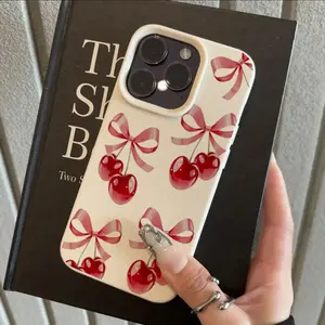 Cute Cherry Print Shockproof Phone Case for iPhone 15 Series & New iPhone Models, Durable Protective Cover, Stylish Design