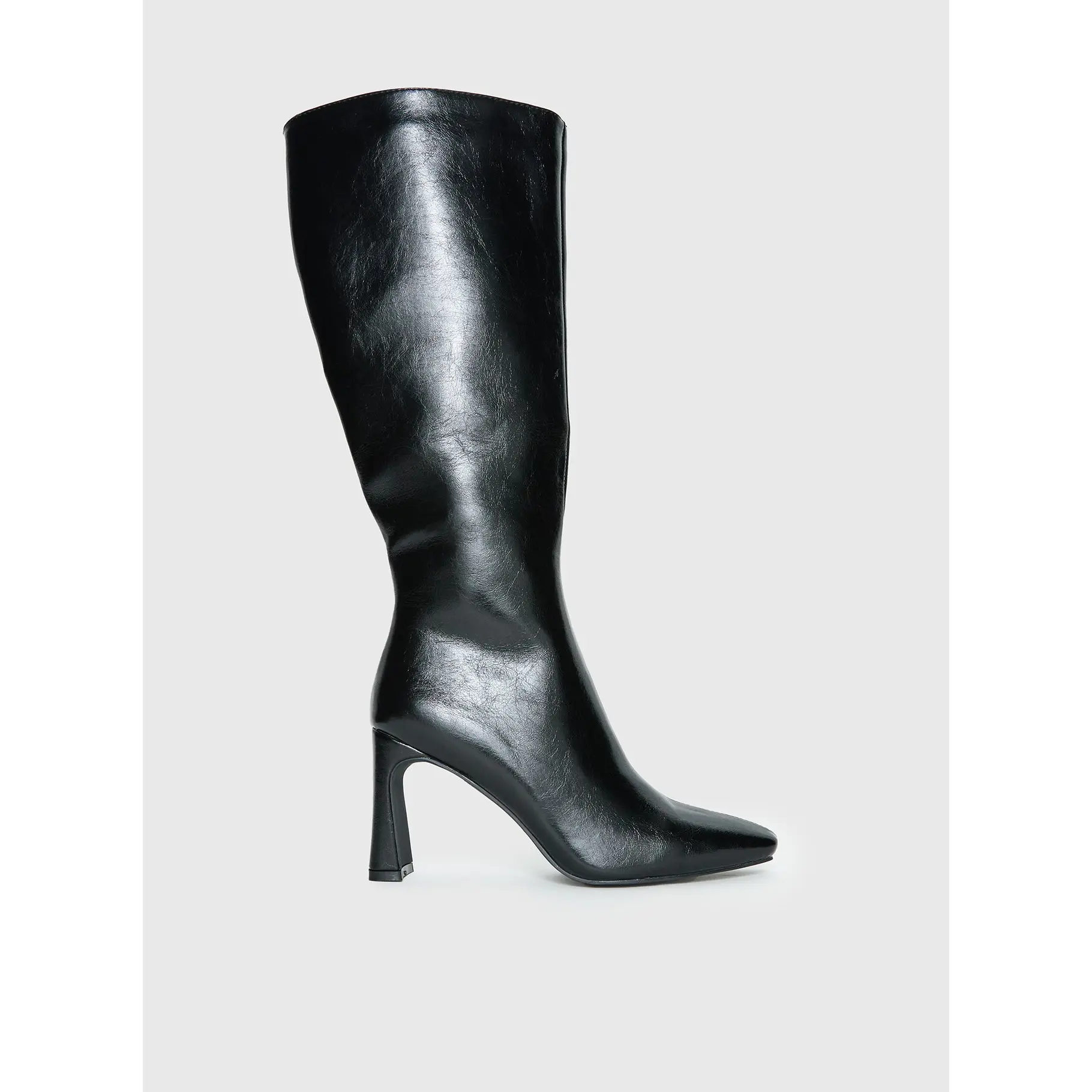 Sawyer Knee High Boots Black Crinkle
