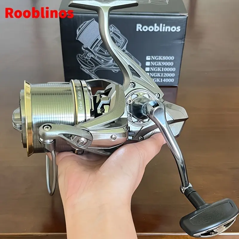 Rooblinos NGK Saltwater Spinning Reel Surf Fishing Long Cast, Big Game GT Tuna Heavy Duty, Aluminum Rooblinos NGK Saltwater Spinning Reel Surf Fishing Long Cast, Big Game GT Tuna Heavy Duty, Aluminum