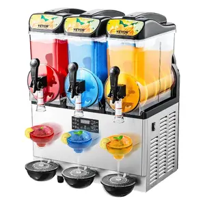 VEVOR Commercial Frozen Drink Maker, 15Lx2 Double Tank Slushy Machine, 120 Cups Stainless Steel Margarita Smoothie Frozen Drink Machine, Slushie Maker for Home Party Restaurants Cafe Bars