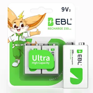 EBL Rechargeable 9V Batteries 9 Volt  600mAh  Batteries