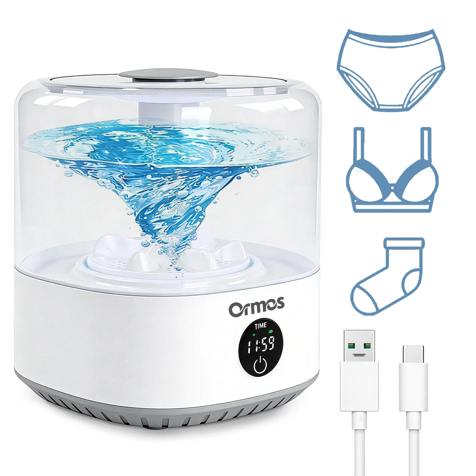 Compact Portable Rechargeable Mini Washing Machine - Wireless Laundry Cup, 20 Washes per Charge, 1.2L/3L/6L Capacity for Baby Clothes & Underwear