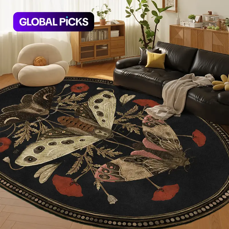 Vintage Flamingo Pattern Area Rug, 1 Count Non-slip Soft Floor Mat