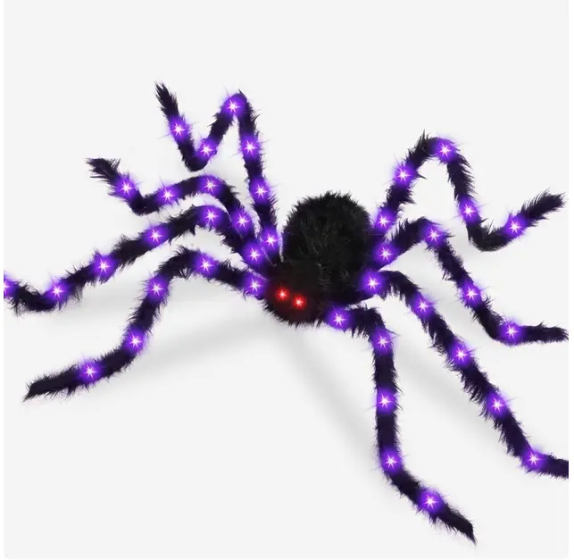 6-ft Giant LED-Lit Black Hair Spider Halloween Decoration - 72 Red-Eyed, Battery-Powered, Outdoor Garden & Home Leisure Decor (Sports & Outdoor Recreation Equipment)