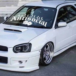 Antisocial Flames Windshield Rear Window Decal Car Sticker Banner JDM Vinyl Graphics Stance Kanji KDM