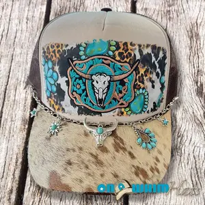 Hot Damn Handmade Trucker Hat with Genuine Cowhide Brim