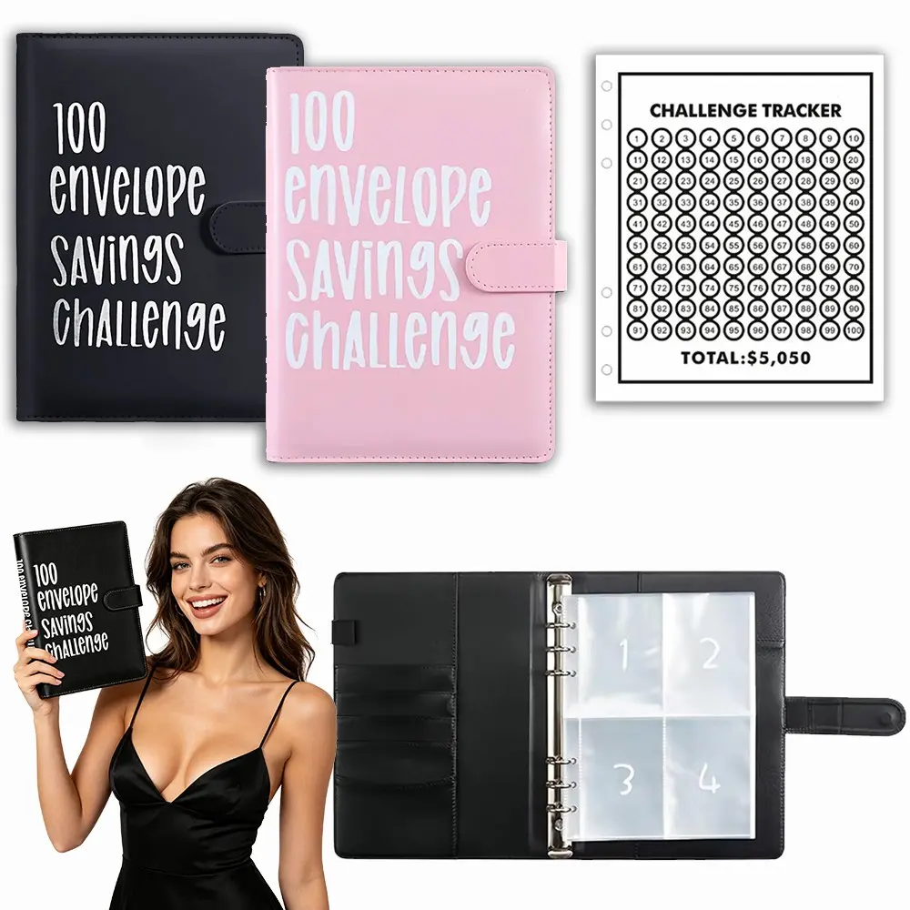 100-Envelope Monthly Saving Challenge Binder - Car Interior Decoration, Financial Organizer, Cash Sorter, Household Budget Planner, Income Logger, Anniversary Gift, Challenge Tracker