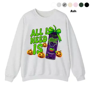 All I Need Is Alani Witch's Brew Sweatshirt, Featuring a Green bow coquette design, Alani Nu fans and energy drink lovers, Trendy sweatshirt, Halloween Outfits, Full Sizes, Full Colors