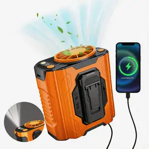 Summer Fan, Portable Waist Clip Fan, 5000 mAh Cool Clip Fan Under Shirt, Belt Fan Clip On Waist Portable Cooling Fan, with LED Light, USB Rechargeable Portable Waist Fan for Outdoor Play and Work