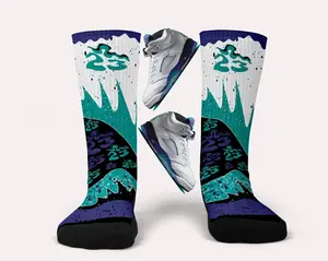 JD 5 Grape Matching Socks for Sneakerheads and Streetwear Fan JD 5 Grape Matching Socks for Sneakerheads and Streetwear Fan