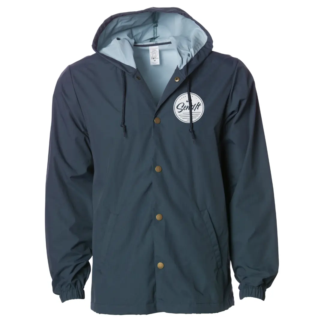 Send It Official Hooded Windbreaker Nylon Water Resistant Jersey Long Sleeve with Button Closure, Lightweight & Breathable for Casual Wear