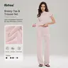 Women's Airfree 2-Piece Active Wear Set - Shaping Support, Breathable Quick-Dry Crew Neck T-Shirt & Straight-Leg Pants (30in,32.5in Inseam) for Regular/Tall Sizes, Sporty Chic Workout Sets Women