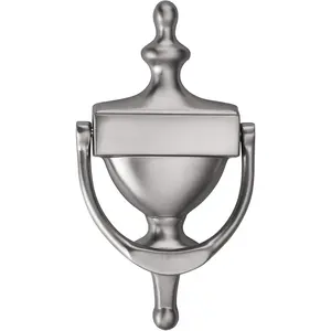 Solid Brass Door Knocker, Victorian Rope Type, 7", Brushed Satin Nickel, 1 Pack