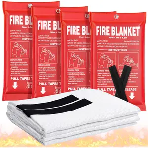 Fire Blanket 4 Pack - 40" x 40" Prepared  Fire Blanket for  and Kitchen, RV, Grill, Fireplace, Safe & Easy for Young Adults and  Living Alone