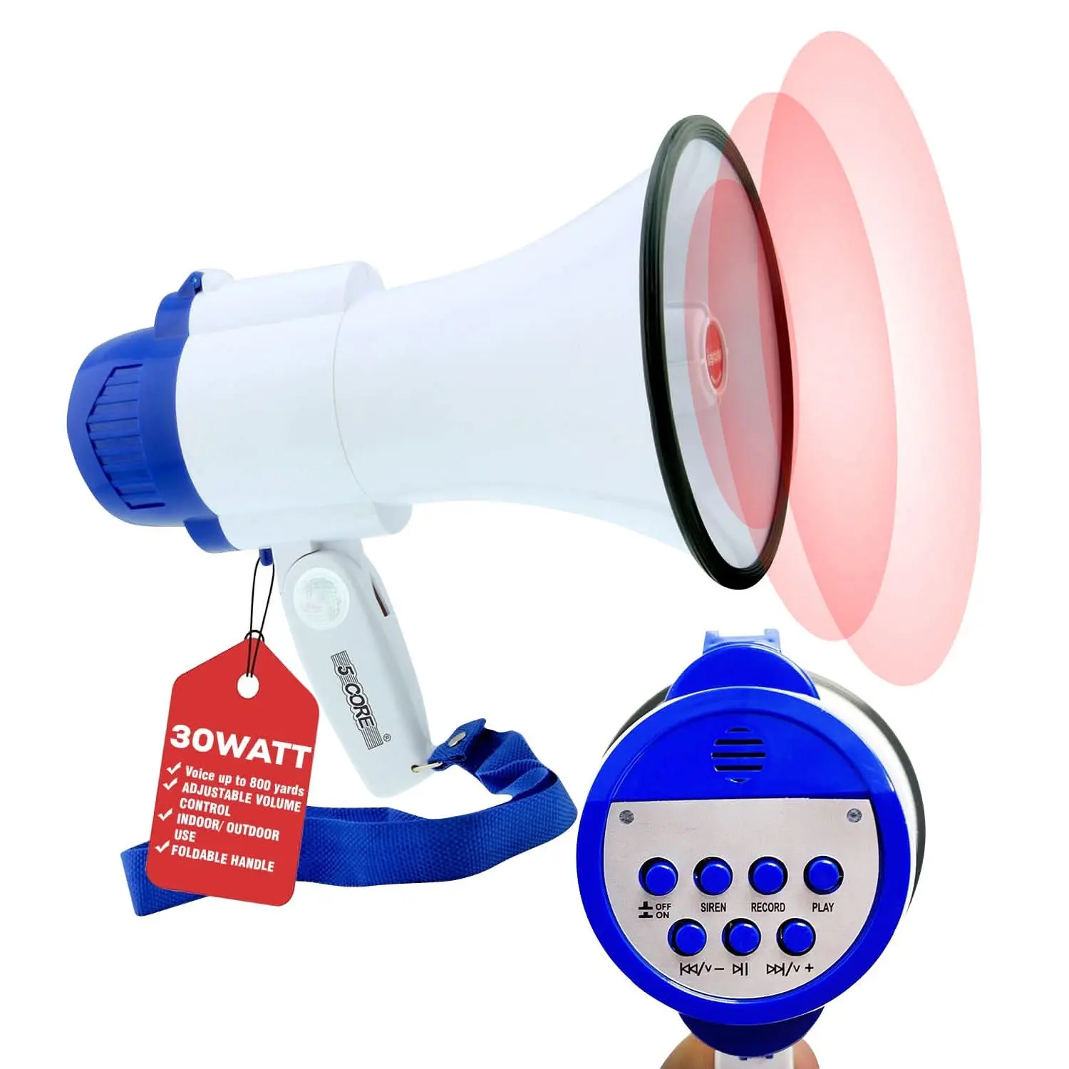 5 Core Megaphone 30W Bull Horn PA Speaker 5 Core Megaphone 30W Bull Horn PA Speaker