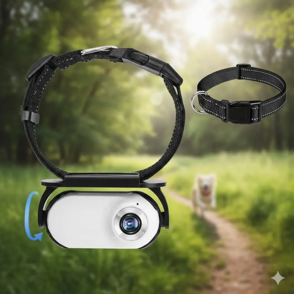 1080P HD Pet Collar Camera, Mini Wireless Action Cam for Dogs & Cats, Waterproof Shockproof Stabilized, Indoor Outdoor Pet Monitoring, Behavior Training Wearable Camera, Portable Pet Cam Recorder