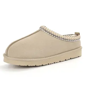 Women's Suede Slippers Outdoor House Slipper Non-Slip Fluffy Comfortable Warm Cute Mini Platform Braided Leather for Autumn Winter Fuzzy Cozy Classic Stylish