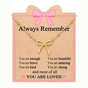 Bows bead necklace, fashionable and simple yet luxurious collar chain, with a card attached